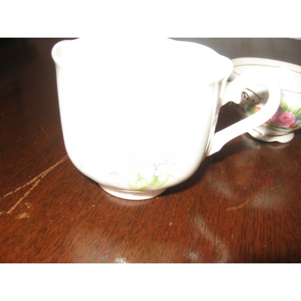 Miscellaneous Small Vintage Set of Dishes, Miniature Cup-Saucers, Blue Ridge Bread & Butter Plate, Cleminsons Hanging Wall Plate
