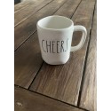 Rae Dunn Ceramic Coffee/Tea Mug (Cheers/White)16 oz