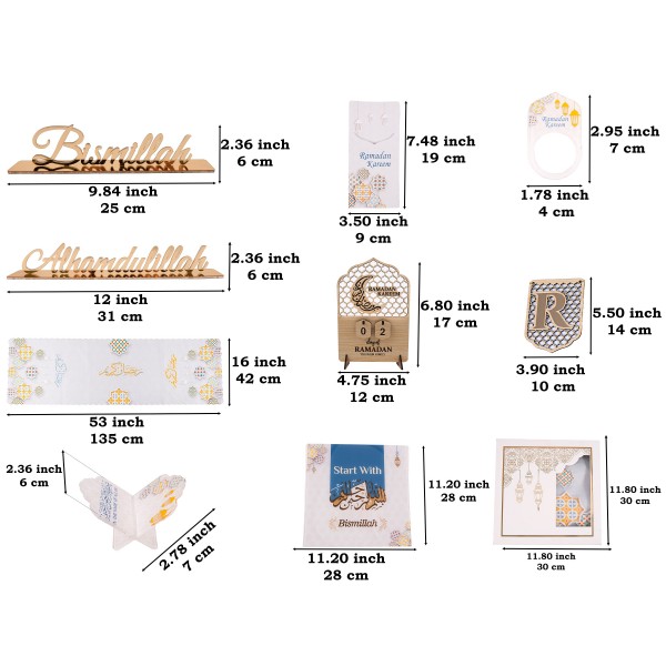 Personalized Ramadan Eid Living Dining Room Set | Ramadan Eid Gift | Ramadan Banner Runner Calendar Table Decor Cutlery Holder Napkin Ring