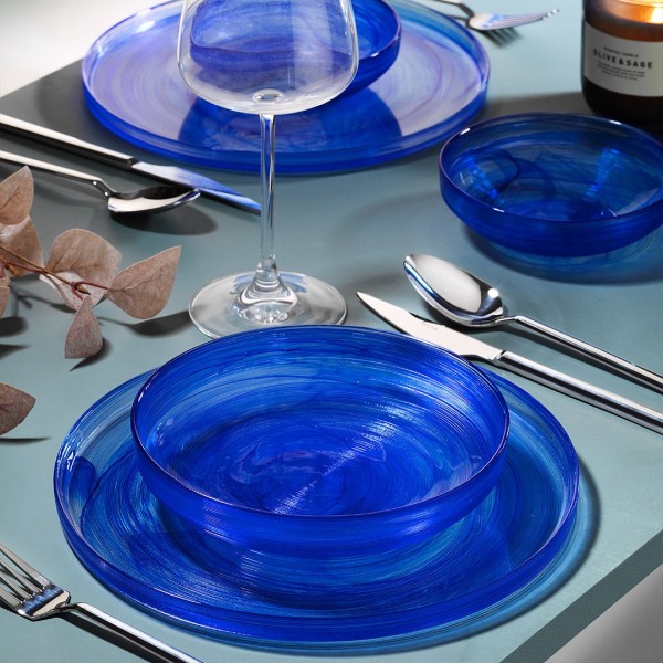 Handmade Organic Glass 18 Piece Dinner Set for 6 Persons