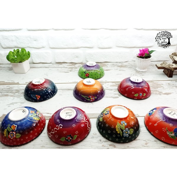 Set of 3 Large Handmade Ceramic Bowls  Embossed HandPainting Pasta Rice Sauce Soup Serving Turkish Pottery Decorative New Home Moving Gift