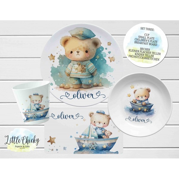 Nautical Teddy Bear Children's Plate set, Sailor Bear Personalized Plate, Cup, Melamine Plate, First Birthday Gift, Baptism Gift, Baby Gift
Seller details
