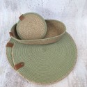 Green placemats set of 4 & bread basket coasters set for dinning table jute placemats bread bag coaster set housewarming gift table decor