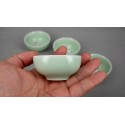 Set of 4 Vintage Chinese Style ceramics small cup with Koi, Koi Carp, Nishikigoi in the cup (Green)