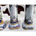 French Antique Qimper Breton Set of 3 Faience  Knife Holder / Cottage chic