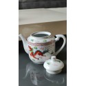 Fine Chinese porcelain tea set/1 teapot + 6 cups. Decor Traditional Chinese Dragons/Phoenix Feng shui. Rose Family Style