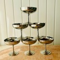 Remy Letang set of 6 stainless steel ice-cream cups French  vintage 70 coupes sur pied inox 18/10 glossy