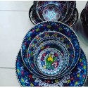 Set of 6 ceramic bowls with eye-catching colors, completely hand-embroidered