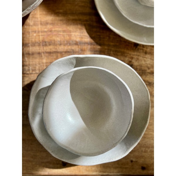 Santa Barbara off-white ceramic plates white dinnerware - silky off-white glaze - cool and clean and inspired by nature SET FOR ONE
