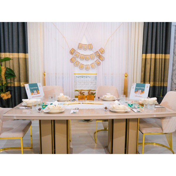 Personalized Ramadan Eid Living Dining Room Set | Ramadan Eid Gift | Ramadan Banner Runner Calendar Table Decor Cutlery Holder Napkin Ring