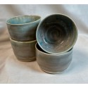 Four Sushi Plates, Rice Cups, Soy Dishes | Handmade, Ceramic | Turquoise Blue Glaze | Japanese | Dining, Sashmi, Dinner Set, Special Gift,