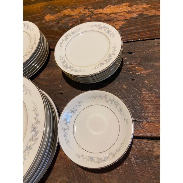 Vintage Japan Forget Me Not China- Dinner Plate, Salad Plate. Bread Plate, Dessert/ Sauce Bowl- Replacement Forget Me Not Blue White China