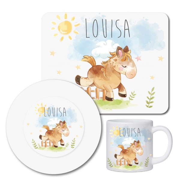 Children's tableware set personalized with name / breakfast board children's plates and cups with name made of melamine / horse
Seller details