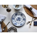 Vintage Blue and White Tableware. Antique Ceramic Plates, Cups & Saucers, Milk Jug and Gravy Boat in Blue/White Floral, Retro, Scenic Design