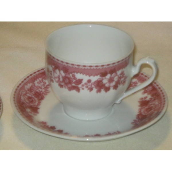Set of 2 Vintage Mitterteich Bavaria Red Floral Cups and saucers - Two Different backstamps