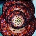 Set of 6 ceramic bowls with eye-catching colors, completely hand-embroidered