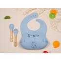 Dinner Plate For Toddler Baby Kids,Personalized Silicone Baby Weaning Set,Engraved Silicone Bib,Cartoon Weaning Set for Toddler Baby Kids