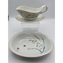 Heinrich H&C Selb Bavaria Sommer Wild Grass Butterflies Sauce boat, attached underplate and Oval Serving Bowl