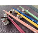 Set of 5 Pairs of Handcrafted Basic Japanese Chopsticks - Bunnies in Pastel Colour