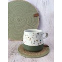 Green placemats set of 4 & bread basket coasters set for dinning table jute placemats bread bag coaster set housewarming gift table decor
