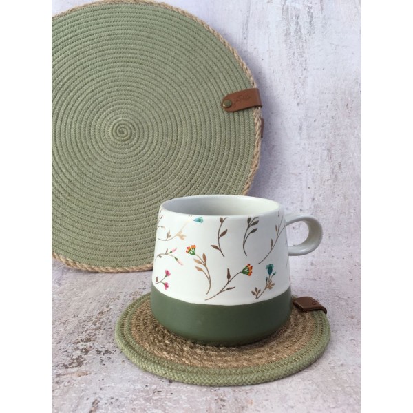 Green placemats set of 4 & bread basket coasters set for dinning table jute placemats bread bag coaster set housewarming gift table decor