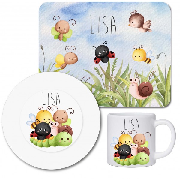 Children's tableware set personalized with name / breakfast board children's plates and cups with name / garden animals
Seller details