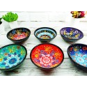 Set of 6 Unique Ceramic Serving Dinnerware Soup Bowls Mixing Embossed Dishes Breakfast Salad Cornflakes Handmade Pottery Dish Gift