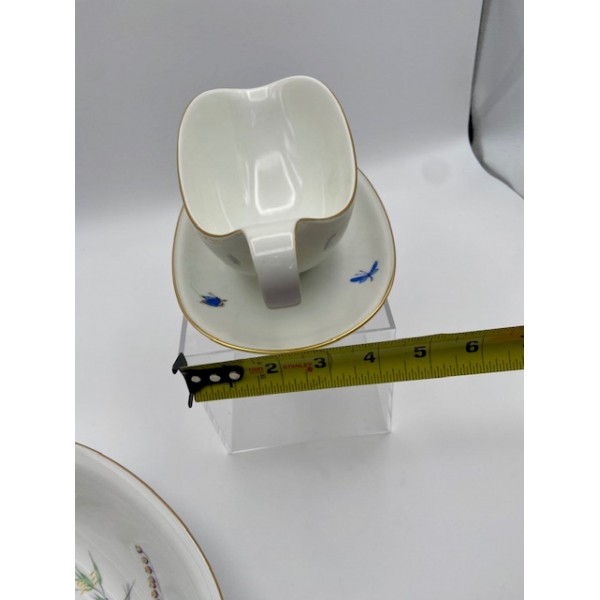 Heinrich H&C Selb Bavaria Sommer Wild Grass Butterflies Sauce boat, attached underplate and Oval Serving Bowl