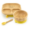 Personalised Bamboo Childrens Dining Set Spoon & Bowl - Custom Engraved Tiny Dining Set 1st Birthday 1st Christmas Weaning Set