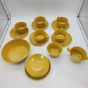 Vintage Allied Chemical Melamine Harvest Yellow Coffee Cups Bowls Plates 24 Ct