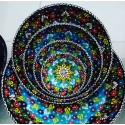 Set of 6 ceramic bowls with eye-catching colors, completely hand-embroidered