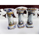 French Antique Qimper Breton Set of 3 Faience  Knife Holder / Cottage chic