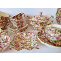Vintage 40s 50s James Kent Fenton DuBarry Made in England Chintz Floral Du Barry China Dishes Teapot Serving Plates Teacups Bowls Creamer