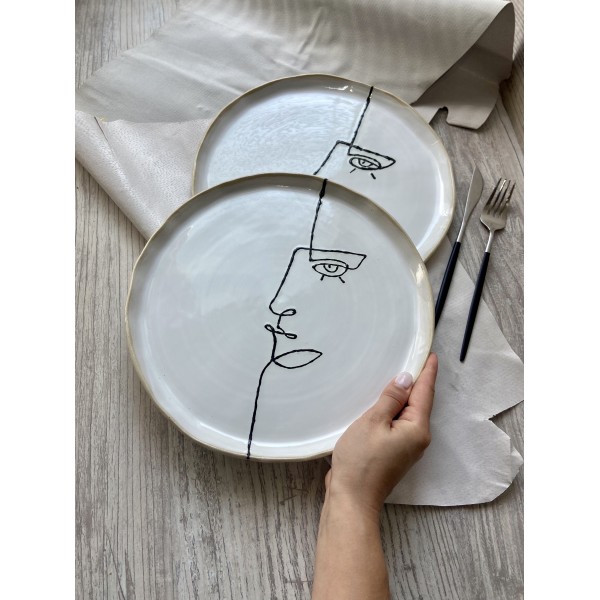 Modern Picasso face dinnerware set, Stoneware dinner side snack plates,  Salad pasta soup bowls, Serving tableware, Ceramic Art by Manya
Seller details