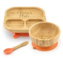 Personalised Bamboo Childrens Dining Set Spoon & Bowl - Custom Engraved Tiny Dining Set 1st Birthday 1st Christmas Weaning Set