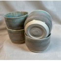 Four Sushi Plates, Rice Cups, Soy Dishes | Handmade, Ceramic | Turquoise Blue Glaze | Japanese | Dining, Sashmi, Dinner Set, Special Gift,