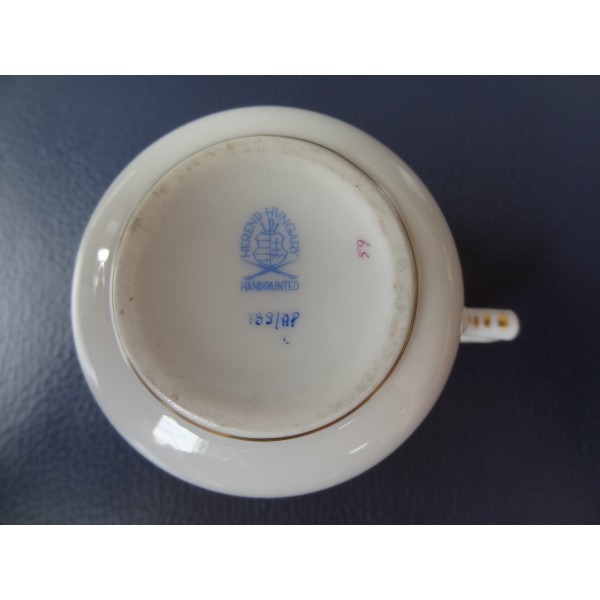 Herend porcelain, pot de creme, lidded cup, purple-gold