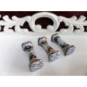 French Antique Qimper Breton Set of 3 Faience  Knife Holder / Cottage chic