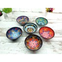 Set of 6 Unique Ceramic Serving Dinnerware Soup Bowls Mixing Embossed Dishes Breakfast Salad Cornflakes Handmade Pottery Dish Gift