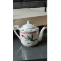 Fine Chinese porcelain tea set/1 teapot + 6 cups. Decor Traditional Chinese Dragons/Phoenix Feng shui. Rose Family Style