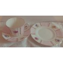 Very Pretty Old Royal Vintage English Bone China Pink and White Striped Floral Tea Set Trio, afternoon tea, tea party