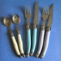 One of the kind Vintage Laguiole Cutlery Set & Famous Bee Ornament - Set of 6 - Signed Inox - Made in France - No More Plastic at Work !