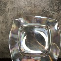 Vintage Set of 8, Clear Rainbow Iridescent Opalescent Lusterware Freeform Square Colorful Glowing Thick Heavy Glass Salad Plates