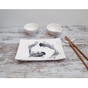 Handmade ceramic sushi tableware, Sushi plate and bowl, ceramic tray
