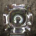 Vintage Set of 8, Clear Rainbow Iridescent Opalescent Lusterware Freeform Square Colorful Glowing Thick Heavy Glass Dinner Plates