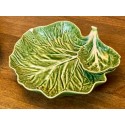 Bordallo Pinheiro Green Cabbage Plates | Chip & Dip | Double Salt Dip