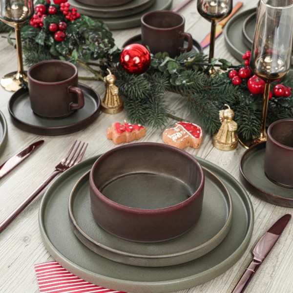 Handmade Organic Ceramic 40 Piece Dinner Set for 8 Persons
