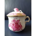 Herend porcelain, pot de creme, lidded cup, purple-gold