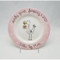 stork personalized baby plate / custom birth gift  / hand painted baby plate / baby animal plate / new baby gift / new mom new dad gift