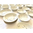 56 Pc. Set, 1960s Bone China, Correct Table Service, Eternal Harvest Gilt Gold Accent, Plates, Bowls, Cups, Saucers, Mid Century Hosting